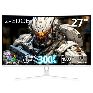 Z-Edge 27" White Curved Gaming Monitor, FHD 300Hz 240Hz Computer Screen FHD Monitor Gaming with MPRT 1ms, 1500R Curved, FreeSync, 16.7M Colors, UG27H White Monitor Frameless, 2X DP & 2X HDMI Z-Edge 27" White Curved Gaming Monitor, FHD 300Hz 240Hz Computer Screen FHD Monitor Gaming with MPRT 1ms, 1500R Curved, FreeSync, 16.7M Colors, UG27H White Monitor Frameless, 2X DP & 2X HDMI