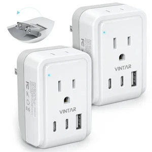 US to Japan Plug Adapter, 2 Pack Foldable Japan Outlet Adapter Type A, 5 in 1 with 2 AC 3 USB, Dual USB C Fast Charge, Compact Size for Travel, 2 Prong to 3 Prong Outlet for USA Japan US to Japan Plug Adapter, 2 Pack Foldable Japan Outlet Adapter Type A, 5 in 1 with 2 AC 3 USB, Dual USB C Fast Charge, Compact Size for Travel, 2 Prong to 3 Prong Outlet for USA Japan