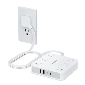 Surge Protector Power Strip, 5Ft Flat Plug Extension Cord, Grey 6 Outlets and 4 USB Ports (2 USB C), 2100 Joules Surge Protection, Outlet Extender for Home, Office, Dorm Room Essentials Surge Protector Power Strip, 5Ft Flat Plug Extension Cord, Grey 6 Outlets and 4 USB Ports (2 USB C), 2100 Joules Surge Protection, Outlet Extender for Home, Office, Dorm Room Essentials
