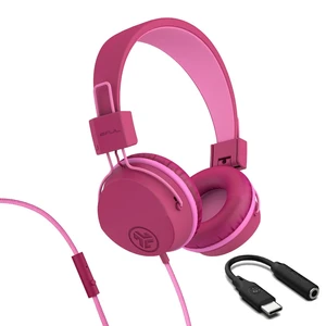 JBuddies Studio, Kids Wired on-Ear Headphones, Bundle with USB-C Adapter, Volume limiting, Foldable, Dark Pink JBuddies Studio, Kids Wired on-Ear Headphones, Bundle with USB-C Adapter, Volume limiting, Foldable, Dark Pink