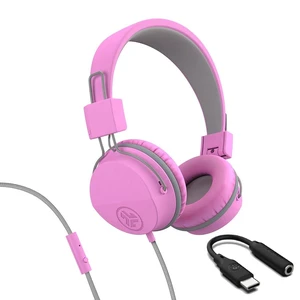 JBuddies Studio, Kids Wired on-Ear Headphones, Bundle with USB-C Adapter, Volume limiting, Foldable, Pink JBuddies Studio, Kids Wired on-Ear Headphones, Bundle with USB-C Adapter, Volume limiting, Foldable, Pink