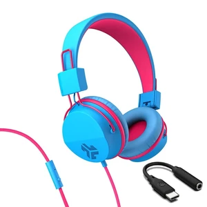JBuddies Studio, Kids Wired on-Ear Headphones, Bundle with USB-C Adapter, Volume limiting, Foldable, Blue/Pink JBuddies Studio, Kids Wired on-Ear Headphones, Bundle with USB-C Adapter, Volume limiting, Foldable, Blue/Pink