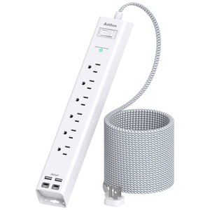 25ft Extra Long Power Strip Surge Protector, 6 Outlets and 4 USB Ports Ultra Flat Plug Wall Mount, Heavy Duty Extension Cord Charging Station for Large Room, Garage, Workshop 25ft Extra Long Power Strip Surge Protector, 6 Outlets and 4 USB Ports Ultra Flat Plug Wall Mount, Heavy Duty Extension Cord Charging Station for Large Room, Garage, Workshop