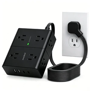 Flat Plug Surge Protector Power Strip, 6 Ft Flat Extension Cord Extension Cord with 8 Outlets 4 USB Ports(2 USB C), Flat Plug Power Strip for Home Office College Dorm Room Essentials, Black Flat Plug Surge Protector Power Strip, 6 Ft Flat Extension Cord Extension Cord with 8 Outlets 4 USB Ports(2 USB C), Flat Plug Power Strip for Home Office College Dorm Room Essentials, Black