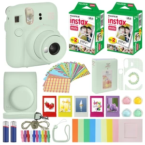 Instax Mini 12 Instant Camera Mint Green + Carrying Case + Fuji Instax Film Value Pack (40 Sheets) Accessories Bundle, Color Filters, Photo Album, Assorted Frames Instax Mini 12 Instant Camera Mint Green + Carrying Case + Fuji Instax Film Value Pack (40 Sheets) Accessories Bundle, Color Filters, Photo Album, Assorted Frames