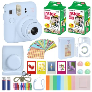 Instax Mini 12 Instant Camera Pastel Blue + Carrying Case + Fuji Instax Film Value Pack (40 Sheets) Accessories Bundle, Color Filters, Photo Album, Assorted Frames Instax Mini 12 Instant Camera Pastel Blue + Carrying Case + Fuji Instax Film Value Pack (40 Sheets) Accessories Bundle, Color Filters, Photo Album, Assorted Frames