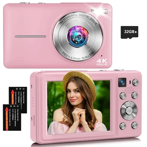 Digital Camera, 4K 64MP Autofocus 16X Zoom Camera with Dual Lens(Pink) 2026 Latest Anti-Shake Point Shoot Camera, Compact Travel Vlogging Camera for Teens Adults Beginner, 32GB Card, 2 Batteries Digital Camera, 4K 64MP Autofocus 16X Zoom Camera with Dual Lens(Pink) 2026 Latest Anti-Shake Point Shoot Camera, Compact Travel Vlogging Camera for Teens Adults Beginner, 32GB Card, 2 Batteries