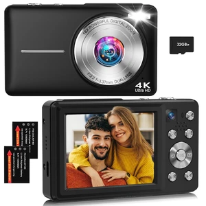 Digital Camera, 4K 64MP Autofocus 16X Zoom Camera with Dual Lens(Black) 2026 Latest Anti-Shake Point Shoot Camera, Compact Travel Vlogging Camera for Teens Adults Beginner, 32GB Card, 2 Batteries Digital Camera, 4K 64MP Autofocus 16X Zoom Camera with Dual Lens(Black) 2026 Latest Anti-Shake Point Shoot Camera, Compact Travel Vlogging Camera for Teens Adults Beginner, 32GB Card, 2 Batteries