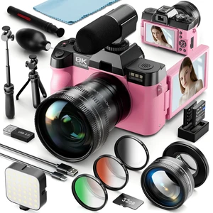 8K 64MP Digital Cameras for Photography,16X Zoom,3 Color Filters (Pink) 180°Flip ScreenWiFi,Microphone, Tripod, Wide & Macro Lens Kit,2 Batteries, 32GB TF Card,Vlogging and Travel,Beginners 8K 64MP Digital Cameras for Photography,16X Zoom,3 Color Filters (Pink) 180°Flip ScreenWiFi,Microphone, Tripod, Wide & Macro Lens Kit,2 Batteries, 32GB TF Card,Vlogging and Travel,Beginners