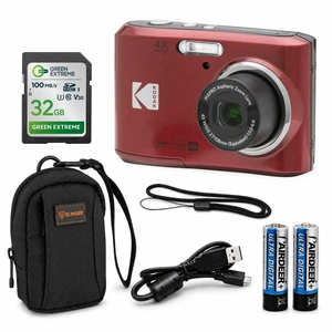 PIXPRO FZ45-BK 16MP Digital Camera 4X Optical Zoom 27mm Wide Angle 1080P Full HD Video 2.7" LCD Vlogging Camera, Bundle with Camera Case and 32GB SD Card (Red) PIXPRO FZ45-BK 16MP Digital Camera 4X Optical Zoom 27mm Wide Angle 1080P Full HD Video 2.7" LCD Vlogging Camera, Bundle with Camera Case and 32GB SD Card (Red)