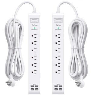 2 Pack Power Strip, 12FT Extension Cord, Surge Protector with 6 Outlets and 4 USB Ports (2 USB C), Extension Cord with Multiple Outlets, Flat Plug Overload Protection, Wall Mount for Home Dorm College 2 Pack Power Strip, 12FT Extension Cord, Surge Protector with 6 Outlets and 4 USB Ports (2 USB C), Extension Cord with Multiple Outlets, Flat Plug Overload Protection, Wall Mount for Home Dorm College
