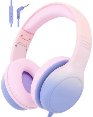 Over Ear Kids Headphones, HD Mic, Safe Volume Limited Headphones Stereo Sound Headphones with Cord, Foldable 3.5mm Wired Headphones for iPad, Laptop, PC, Pink-Blue Over Ear Kids Headphones, HD Mic, Safe Volume Limited Headphones Stereo Sound Headphones with Cord, Foldable 3.5mm Wired Headphones for iPad, Laptop, PC, Pink-Blue