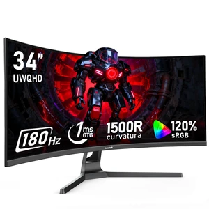 34 Inch Ultrawide Curved 180Hz Gaming Monitor,UWQHD PC Screen 21:9 aspect ratio,3440x1440 Resolution,1500R,120%sRGB,Adaptive Sync,178° Viewing Angle,Display Port 1.4HDMI 2.0,Black 34 Inch Ultrawide Curved 180Hz Gaming Monitor,UWQHD PC Screen 21:9 aspect ratio,3440x1440 Resolution,1500R,120%sRGB,Adaptive Sync,178° Viewing Angle,Display Port 1.4HDMI 2.0,Black