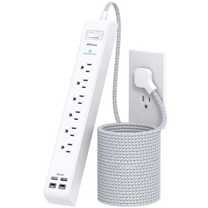 Surge Protector Power Strip 25FT, 10-in-1 with 6 AC Outlets 4 USB Ports(2 USB-C), Ultra Flat Plug Braided Extension Cord, Wall Mountable, 1080J Surge Protection, ETL Listed, White Surge Protector Power Strip 25FT, 10-in-1 with 6 AC Outlets 4 USB Ports(2 USB-C), Ultra Flat Plug Braided Extension Cord, Wall Mountable, 1080J Surge Protection, ETL Listed, White