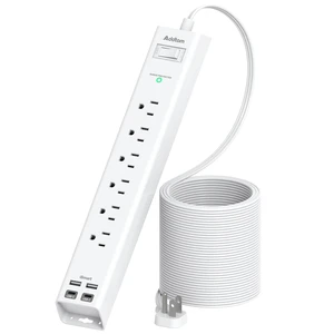 10ft Power Strip Surge Protector, 6 Outlets and 4 USB Port (2 USB C) 10 ft Long Extension Cord with Ultra Flat Plug, Wall Mount Desktop Charging Station for Home Office Dorm Room Essentials 10ft Power Strip Surge Protector, 6 Outlets and 4 USB Port (2 USB C) 10 ft Long Extension Cord with Ultra Flat Plug, Wall Mount Desktop Charging Station for Home Office Dorm Room Essentials