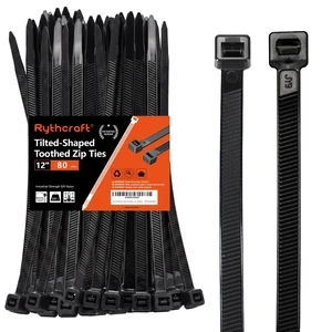 12" Cable Zip Ties Heavy Duty, 200 LBS Test Tilted Tooth, 80 Pack Tilted Tooth Double Sided Wire Tie,Industrial Strength,Self-Locking,UV-Resistant,UL Listed,Indoor Outdoor Use,Patented Design 12" Cable Zip Ties Heavy Duty, 200 LBS Test Tilted Tooth, 80 Pack Tilted Tooth Double Sided Wire Tie,Industrial Strength,Self-Locking,UV-Resistant,UL Listed,Indoor Outdoor Use,Patented Design