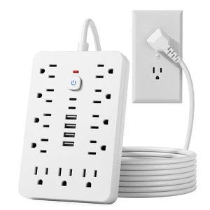 15 FT Flat Plug Surge Protector Power Strip,11 AC Outlets with 6 USB Ports 15 Feet Extension Cord with 11 Multiple Outlets&6 USB Ports (2 USB C),1250W/10A,One Touch Switch Button power strip 15 FT Flat Plug Surge Protector Power Strip,11 AC Outlets with 6 USB Ports 15 Feet Extension Cord with 11 Multiple Outlets&6 USB Ports (2 USB C),1250W/10A,One Touch Switch Button power strip