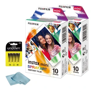 Instax Mini Spray Art Instant Film (20 Shots) + 4 AA Batteries + BluebirdSales Microfiber Cleaning Cloth Creative Photography Bundle Instax Mini Spray Art Instant Film (20 Shots) + 4 AA Batteries + BluebirdSales Microfiber Cleaning Cloth Creative Photography Bundle