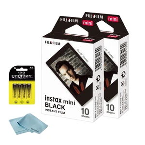 Instax Mini Black Instant Film (20 Shots) + 4 AA Batteries + BluebirdSales Microfiber Cleaning Cloth Creative Photography Bundle (20 Sheets Black Frame) Instax Mini Black Instant Film (20 Shots) + 4 AA Batteries + BluebirdSales Microfiber Cleaning Cloth Creative Photography Bundle (20 Sheets Black Frame)