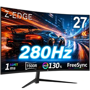 Z-Edge 27 inch Curved Gaming Monitor, 1080P 280Hz 240Hz Computer Screen FHD Monitor Gaming, 1500R, MPRT 1ms, FreeSync, 350nits, 4000:1 Contrast, UG27P Frameless, DP & HDMI, Metal Stand Z-Edge 27 inch Curved Gaming Monitor, 1080P 280Hz 240Hz Computer Screen FHD Monitor Gaming, 1500R, MPRT 1ms, FreeSync, 350nits, 4000:1 Contrast, UG27P Frameless, DP & HDMI, Metal Stand