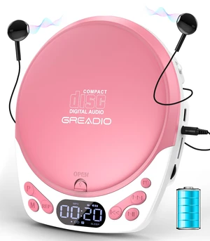 Rechargeable Pink CD Player for Car & Home, Portable CD Player with Headphones, CD Players with 60s Anti-Skip, Supports CD/MP3/WMA/TF Card/AUX Output, Backlit / Lock / Programmable / Timer Rechargeable Pink CD Player for Car & Home, Portable CD Player with Headphones, CD Players with 60s Anti-Skip, Supports CD/MP3/WMA/TF Card/AUX Output, Backlit / Lock / Programmable / Timer