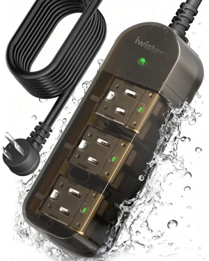 Outdoor Power Strip Weatherproof, 3 AC Outlets, 15FT Extension Cord 1625W/13A, Anti-Electric Shock, IPX6 Waterproof Surge Protector for Backyard, Patio, Garage, Workshop, Pool, Wall Mountable Outdoor Power Strip Weatherproof, 3 AC Outlets, 15FT Extension Cord 1625W/13A, Anti-Electric Shock, IPX6 Waterproof Surge Protector for Backyard, Patio, Garage, Workshop, Pool, Wall Mountable