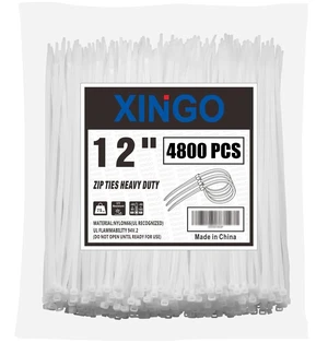 12 Inch White Zip Ties 4800 PCS, 75 LBS Tensile Strength, UV Resistant Cable Ties, Self-locking Plastic Ties for Indoor and Outdoor Use 12 Inch White Zip Ties 4800 PCS, 75 LBS Tensile Strength, UV Resistant Cable Ties, Self-locking Plastic Ties for Indoor and Outdoor Use