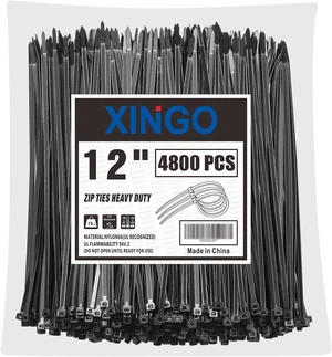 12 Inch Black Zip Ties 4800 PCS, 75 LBS Ultra Strong Tensile Strength, UV Resistant Cable Ties, Self-locking Plastic Ties for Indoor and Outdoor Use 12 Inch Black Zip Ties 4800 PCS, 75 LBS Ultra Strong Tensile Strength, UV Resistant Cable Ties, Self-locking Plastic Ties for Indoor and Outdoor Use
