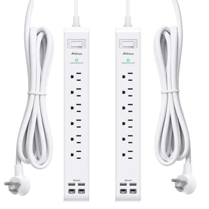 2 Pack Power Strip, 5FT Extension Cord, Surge Protector with 6 Outlets and 4 USB Ports (2 USB C), Flat Plug Overload Protection, Extension Cord with Multiple Outlets, Wall Mount for Home Dorm College 2 Pack Power Strip, 5FT Extension Cord, Surge Protector with 6 Outlets and 4 USB Ports (2 USB C), Flat Plug Overload Protection, Extension Cord with Multiple Outlets, Wall Mount for Home Dorm College