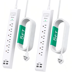 2 Pack Power Strip, Extension Cord 5FT, Surge Protector with 6 Outlets and 4 USB Ports (2 USB C), Flat Plug Overload Protection, Extension Cord with Multiple Outlets, Wall Mount for Home Dorm College 2 Pack Power Strip, Extension Cord 5FT, Surge Protector with 6 Outlets and 4 USB Ports (2 USB C), Flat Plug Overload Protection, Extension Cord with Multiple Outlets, Wall Mount for Home Dorm College