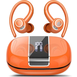 Wireless Earbuds with Earhook, 48H Deep Bass/ENC Mic Ear Bud Pumpkin Orange Wireless Earphone with LED Display, Bluetooth 5.3 Headphones In Ear, IPX7 Waterproof Over Ear Buds for Running/Workout Wireless Earbuds with Earhook, 48H Deep Bass/ENC Mic Ear Bud Pumpkin Orange Wireless Earphone with LED Display, Bluetooth 5.3 Headphones In Ear, IPX7 Waterproof Over Ear Buds for Running/Workout