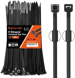 12" Black Zip Ties Heavy Duty, 120 LBS Test Cable Ties, 100 Pack V-Shaped Toothed Double Sided, Self-Locking,UV-Resistant,UL Listed,Durable Nylon Wire Tie, Indoor Outdoor Use,Patented Design 12" Black Zip Ties Heavy Duty, 120 LBS Test Cable Ties, 100 Pack V-Shaped Toothed Double Sided, Self-Locking,UV-Resistant,UL Listed,Durable Nylon Wire Tie, Indoor Outdoor Use,Patented Design