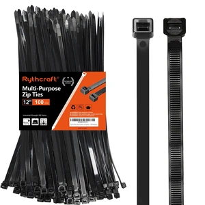 12 Inch Black Zip Ties Heavy Duty, 120 LBS Test Cable Ties, 100 Pack Adjustable Self-Locking,0.3" Extra Width, UV-Resistant, UL Listed, Durable Nylon Wire Tie, Indoor Outdoor Use,Patented Design 12 Inch Black Zip Ties Heavy Duty, 120 LBS Test Cable Ties, 100 Pack Adjustable Self-Locking,0.3" Extra Width, UV-Resistant, UL Listed, Durable Nylon Wire Tie, Indoor Outdoor Use,Patented Design