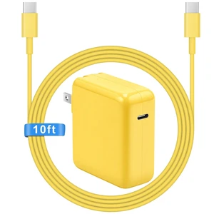 10FT Mac Book Pro Air Charger, Long Type C Charging Cable with 96W 87W 61W USB Type C(USB-C) Fast Power Adapter, Compatible with MacBook Air Pro and All USB-C Devices, Yellow 10FT Mac Book Pro Air Charger, Long Type C Charging Cable with 96W 87W 61W USB Type C(USB-C) Fast Power Adapter, Compatible with MacBook Air Pro and All USB-C Devices, Yellow