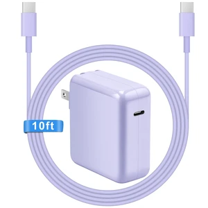 Mac Book Pro Air Charger with 10FT Extra Long Type C Charging Cable, Purple 118W 96W 87W 61W USB Type C(USB-C) Fast Power Adapter, Compatible with MacBook Air Pro and All USB-C Devices Mac Book Pro Air Charger with 10FT Extra Long Type C Charging Cable, Purple 118W 96W 87W 61W USB Type C(USB-C) Fast Power Adapter, Compatible with MacBook Air Pro and All USB-C Devices