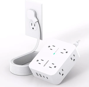 Extension Cord 10 Ft, Ultra Thin Flat Plug Power Strip Surge Protector 8 Outlets 4 USB Ports (2 USB C), Outlet Extender Desk Charging Station for Home Office Dorm Room Essentials Extension Cord 10 Ft, Ultra Thin Flat Plug Power Strip Surge Protector 8 Outlets 4 USB Ports (2 USB C), Outlet Extender Desk Charging Station for Home Office Dorm Room Essentials