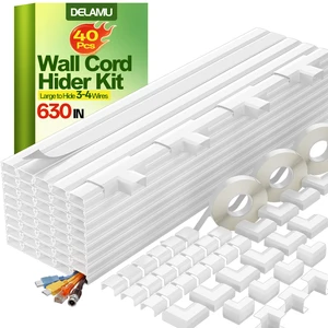 TV Cord Hider, 630in Cord Covers for 3-4 Wires on Wall, Large Cable Hider Cable Management, Easy Set up Wire Hiders Wire Covers for Cords on Wall, TV Cables Cover Raceway, W1.18 H0.67in, White TV Cord Hider, 630in Cord Covers for 3-4 Wires on Wall, Large Cable Hider Cable Management, Easy Set up Wire Hiders Wire Covers for Cords on Wall, TV Cables Cover Raceway, W1.18 H0.67in, White