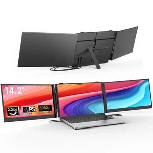 Laptop Screen Extender, 14.2" Ultra-Slim Triple Portable Monitor, 1080P FHD IPS Display, USB-C/HDMI Plug & Play, Monitor Extender for 13-17.3" Laptops, Mac/Windows/Chrome Laptop Screen Extender, 14.2" Ultra-Slim Triple Portable Monitor, 1080P FHD IPS Display, USB-C/HDMI Plug & Play, Monitor Extender for 13-17.3" Laptops, Mac/Windows/Chrome
