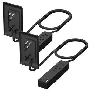 Outlet Extender with 3 Receptacles, 12W USB-A & USB-C, Flat-Face ETL Listed, 3ft Cord, 1625W, 2-Pack, Matte Black, 3-Outlet Power Strip, Wall Plate Plug With Cord Extender, Premium Quality Outlet Extender with 3 Receptacles, 12W USB-A & USB-C, Flat-Face ETL Listed, 3ft Cord, 1625W, 2-Pack, Matte Black, 3-Outlet Power Strip, Wall Plate Plug With Cord Extender, Premium Quality