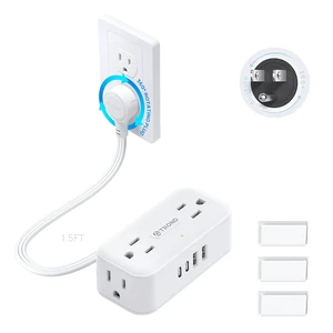 360° Rotating Flat Plug Short Extension Cord 1.5ft, 15A/1875W, White 4 AC & 4 USB, Low Profile Power Strip Mountable, 900J, Compact for Tight Spaces Hard Reach Outlet in Bedroom Home Office Dorm 360° Rotating Flat Plug Short Extension Cord 1.5ft, 15A/1875W, White 4 AC & 4 USB, Low Profile Power Strip Mountable, 900J, Compact for Tight Spaces Hard Reach Outlet in Bedroom Home Office Dorm