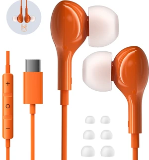 Wired Earbuds USB C for iPhone 17 Pro Max 15 16 iPad Air Pro 11/13 Orange in Ear Headphones Wired with Microphone Volume Control Type C Headphones for Samsung S26 S25 Ultra S24 A16 A56 Redmi Pixel 9a Wired Earbuds USB C for iPhone 17 Pro Max 15 16 iPad Air Pro 11/13 Orange in Ear Headphones Wired with Microphone Volume Control Type C Headphones for Samsung S26 S25 Ultra S24 A16 A56 Redmi Pixel 9a