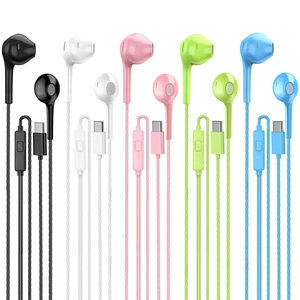 USB C Wired Earbuds, 5 Pack Type C Headphones with Microphone Heavy bass sound, built-in mic & control buttons, ergonomic semi-in-ear design, tangle-free cord, 5 mixed color pack USB C Wired Earbuds, 5 Pack Type C Headphones with Microphone Heavy bass sound, built-in mic & control buttons, ergonomic semi-in-ear design, tangle-free cord, 5 mixed color pack