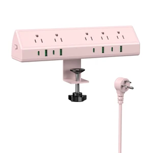 Desk Clamp Power Strip USB C 45W,Surge Protector,Pink 4 USB-C,Edge Mount,1875W Extension Cord,15A Switch,ETL Listed,Office,Gaming,Dorm Desk Clamp Power Strip USB C 45W,Surge Protector,Pink 4 USB-C,Edge Mount,1875W Extension Cord,15A Switch,ETL Listed,Office,Gaming,Dorm