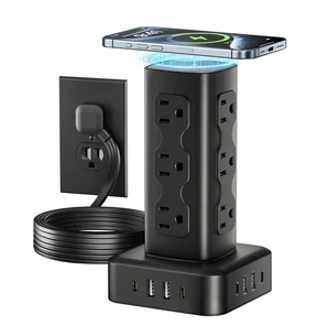 PD65W Power Strip Tower with 12 AC Outlets & 8 USB Ports(4 USB C), 6FT Cord 21-in-1 Flat Plug Charging Station Tower, 6FT Extension Cord for Home Office Dorm, Black PD65W Power Strip Tower with 12 AC Outlets & 8 USB Ports(4 USB C), 6FT Cord 21-in-1 Flat Plug Charging Station Tower, 6FT Extension Cord for Home Office Dorm, Black