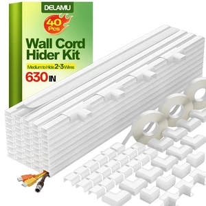 Cord Hider Wall, 630in Cord Covers for 2-3 Wires, Easy Set up Cable Hider Wire Covers for Cords on Wall, Self-Adhesive Wire Hiders for TV on Wall, Cable Cover Management, W1.0 H0.53in, White Cord Hider Wall, 630in Cord Covers for 2-3 Wires, Easy Set up Cable Hider Wire Covers for Cords on Wall, Self-Adhesive Wire Hiders for TV on Wall, Cable Cover Management, W1.0 H0.53in, White