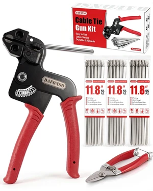 167-Piece Stainless Steel Cable Tie Gun Kit with 165 Metal Zip Ties Self-locking 11.8 in 304 stainless steel ties, metal scissors, fencing, exhaust wrap, cable management and outdoor work 167-Piece Stainless Steel Cable Tie Gun Kit with 165 Metal Zip Ties Self-locking 11.8 in 304 stainless steel ties, metal scissors, fencing, exhaust wrap, cable management and outdoor work