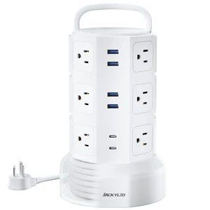 Power Strip Tower Surge Protector, 12 AC 6 USB (2 USB C), 1050J 6.5Ft Retractable Extension Cord with Multiple Outlets, 1625W/13A Outlet Extender, USB Charging Station for Home Office Dorm Power Strip Tower Surge Protector, 12 AC 6 USB (2 USB C), 1050J 6.5Ft Retractable Extension Cord with Multiple Outlets, 1625W/13A Outlet Extender, USB Charging Station for Home Office Dorm