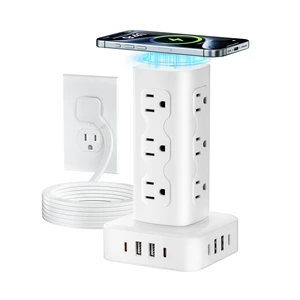 Power Strip Tower Surge Protector(2000J), PD65W Charging Station Tower with 12 AC Outlets & 8 USB Ports (4 USB C), 6FT Extension Cord for Home Office Dorm, White Power Strip Tower Surge Protector(2000J), PD65W Charging Station Tower with 12 AC Outlets & 8 USB Ports (4 USB C), 6FT Extension Cord for Home Office Dorm, White