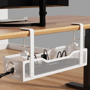 Under Desk Cable Management Large, 16" Cable Management Box for Table Thickness up to 3", Wire Cord Organizer with Clamp No Drill, No Damage to Desk (White) Under Desk Cable Management Large, 16" Cable Management Box for Table Thickness up to 3", Wire Cord Organizer with Clamp No Drill, No Damage to Desk (White)