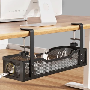 Under Desk Cable Management Large, 16" Cable Management Box for Table Thickness up to 3", Wire Cord Organizer with Clamp No Drill, No Damage to Desk (Black) Under Desk Cable Management Large, 16" Cable Management Box for Table Thickness up to 3", Wire Cord Organizer with Clamp No Drill, No Damage to Desk (Black)